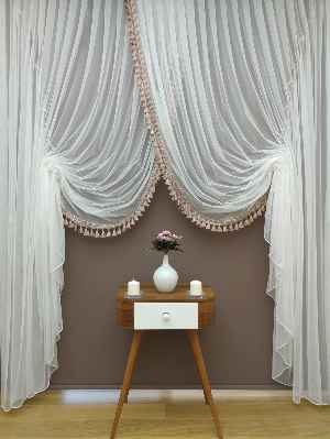 Düz Tül Perde Grek Zemin Ekru- Ekru - Kurşunlu Tül