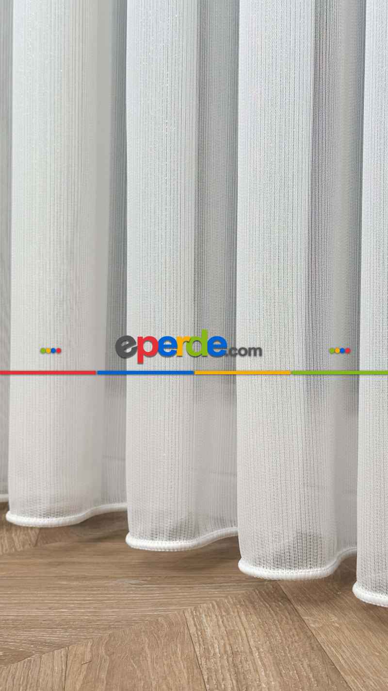 Brillant Ekru Hafif Simli Tül Perde