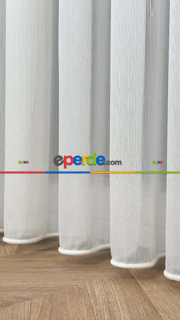 Brillant Ekru Hafif Simli Tül Perde