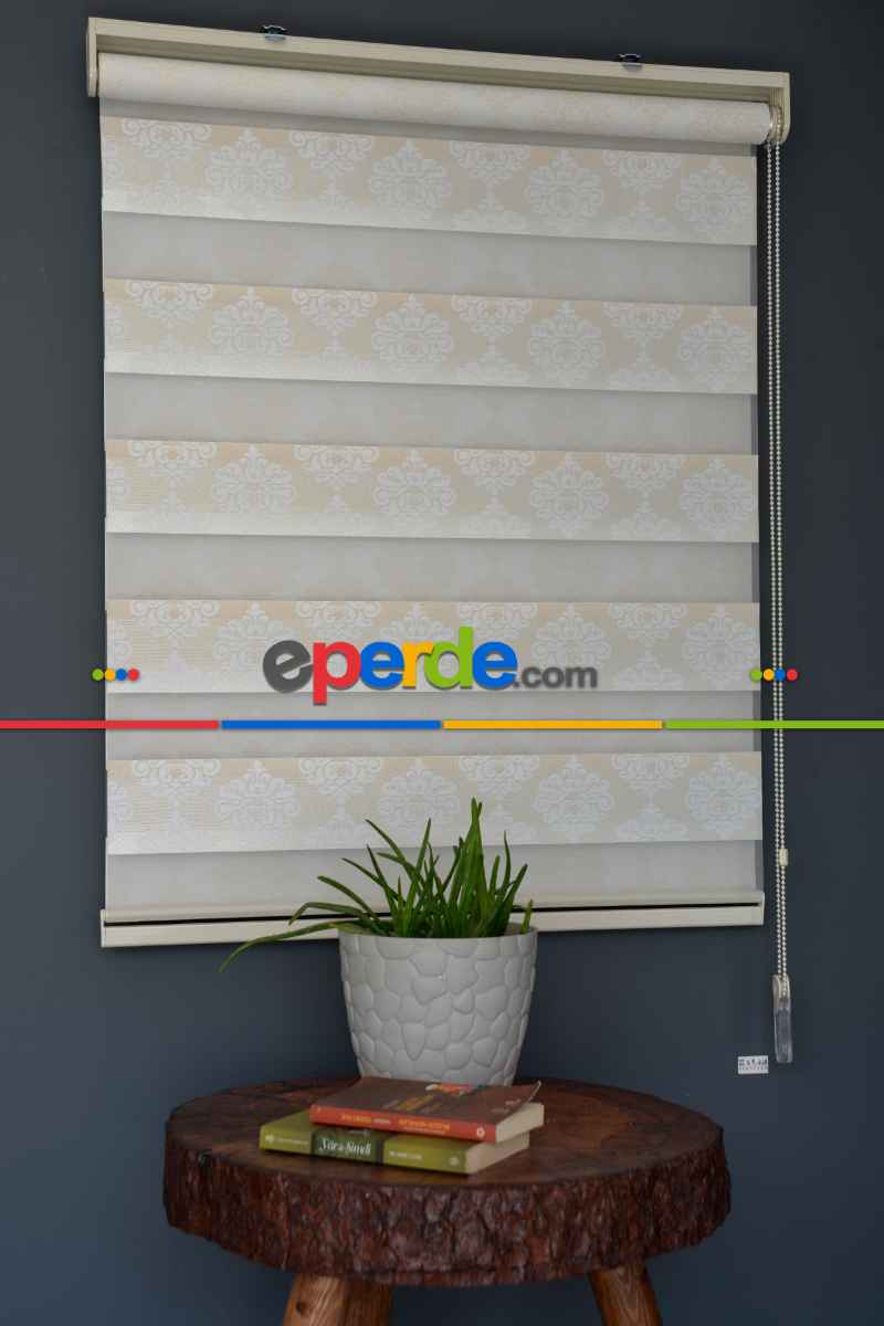 Halim Perdesan Ft-980 Beyaz Renk Etekli Veya Eteksiz Zebra Stor Perde