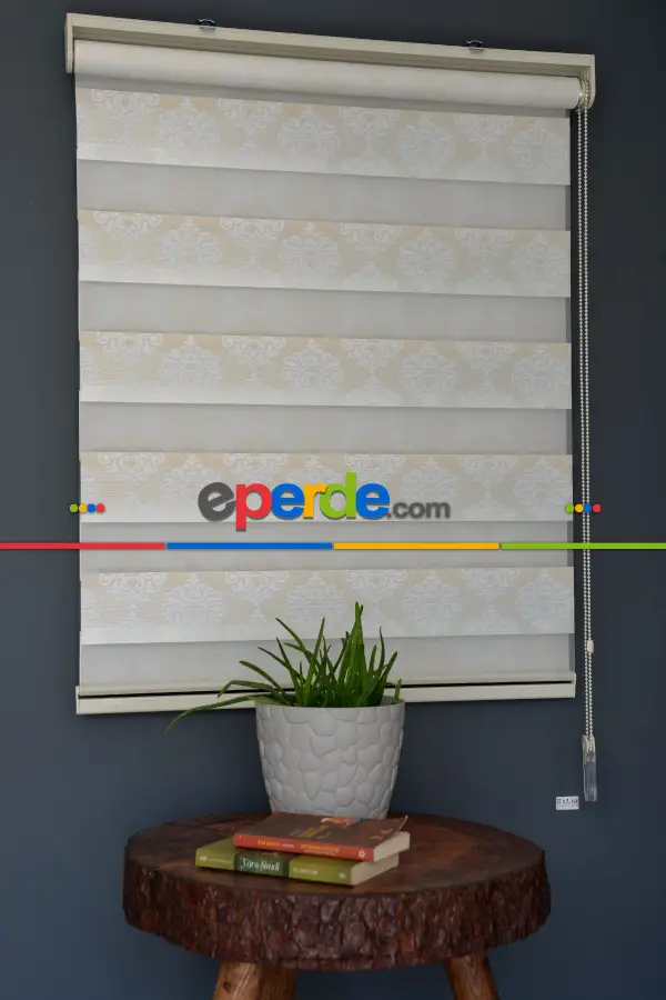 Halim Perdesan Ft-980 Beyaz Renk Etekli Veya Eteksiz Zebra Stor Perde