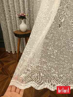 Brillant Kdk Örme Dantel Tül Perde- Ekru