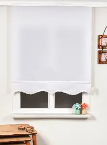 Brillant Beyaz Etek Dilimli Stor Perde- Beyaz