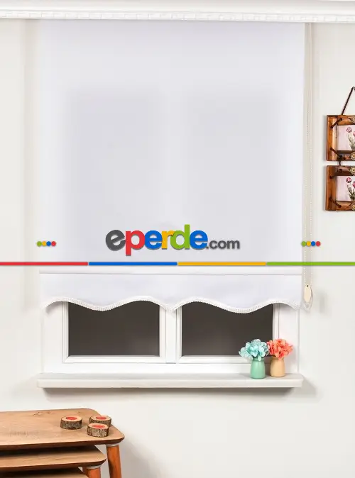 Brillant Beyaz Etek Dilimli Stor Perde- Beyaz