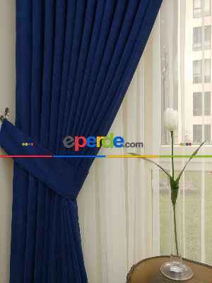 Parlement - Düz Fon Perde ( Dökümlü Fon Perde)- Saks Mavi