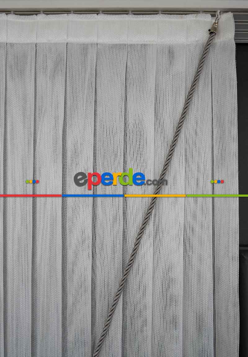 Salon Tül - Çizgili Zincir Tülden Yalancı Kruvaze - Halat İle Tülden Fon - Yana Toplamalı Tül - Kordon Toplama Tül - Çift Veya Tek Kanat - Kurşunlu Tül - Aksesuar İlave Ücretlidir - Renkleri Mevcut