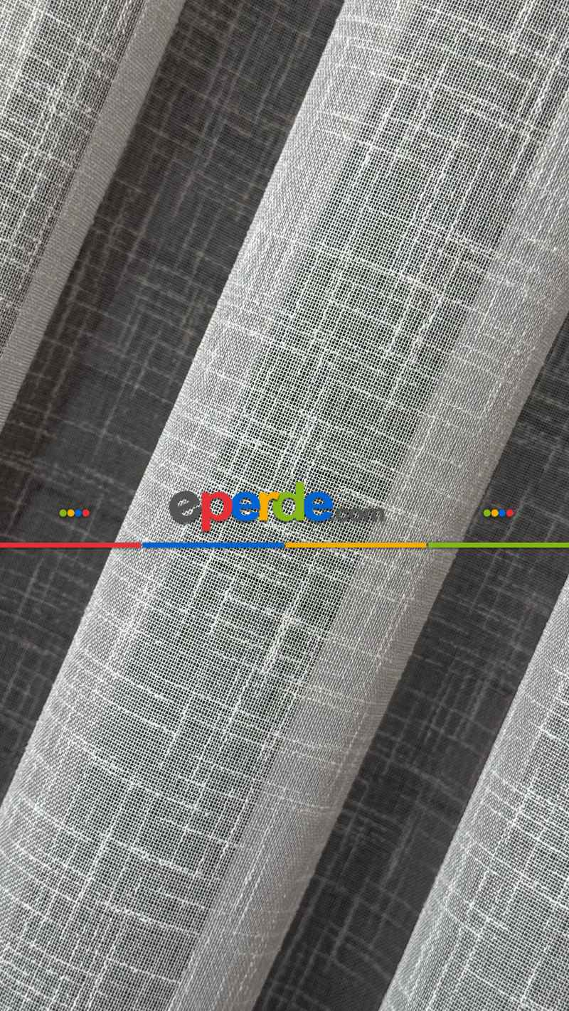 Açık Gri Keten Düz Tül Perde - Premium Serisidir, Eteği Kurşunlu Tül