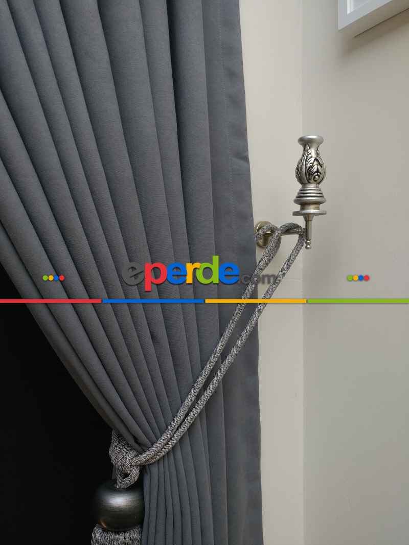 Düz Renk Dökümlü Fon Perde (180)- Gri