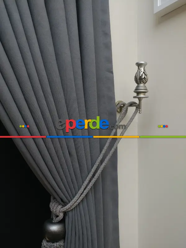 Düz Renk Dökümlü Fon Perde (180)- Gri