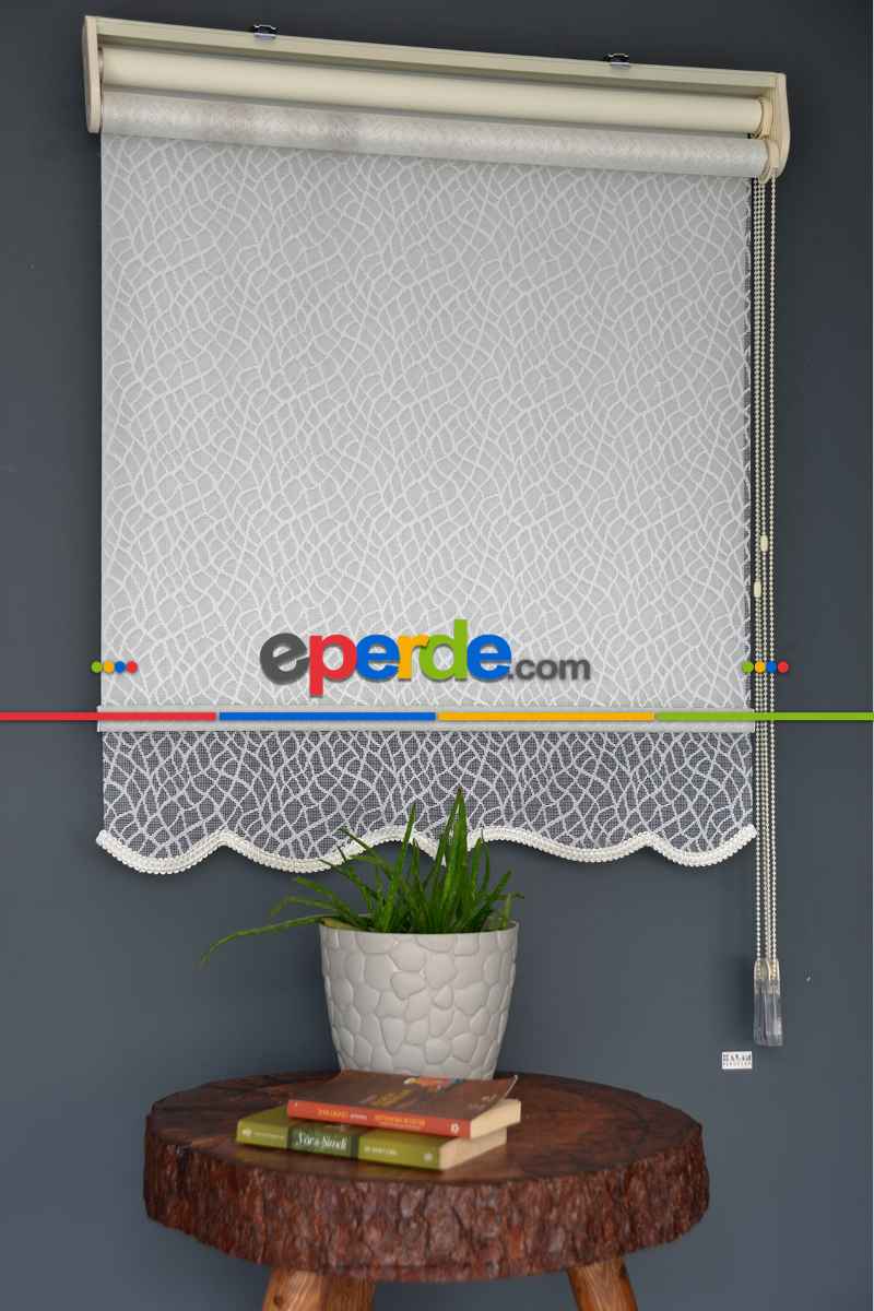 Halim Perdesan Dacuz-93 Beyaz Renk Etekli Veya Eteksiz Çift Mekanizmalı Tül Stor Perde