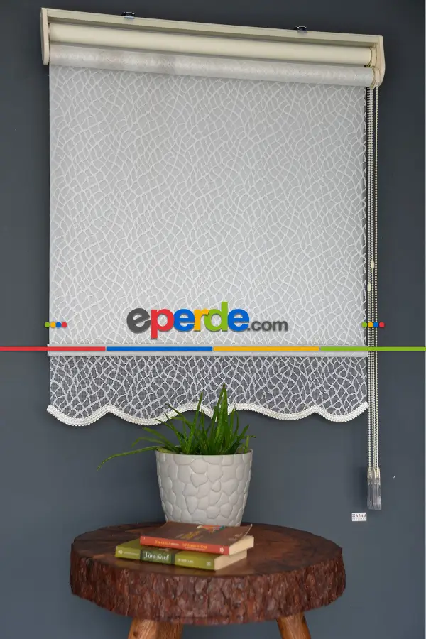 Halim Perdesan Dacuz-93 Beyaz Renk Etekli Veya Eteksiz Çift Mekanizmalı Tül Stor Perde