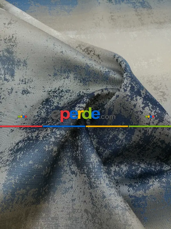 PatineDesenli Buzlu Renk Geçişli Jakar Desenli Salon Fon Perdesi - Turkuaz - Vizon - Bej- Lacivert-bej-vizon Rengi-kahve