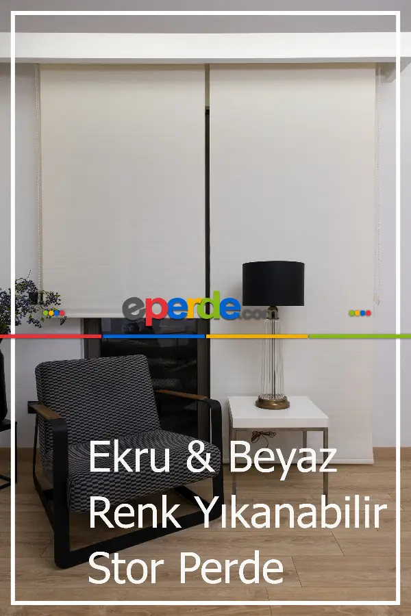 Stor Perde Yıkanabilir Leke Tutmaz A Kalite - Ekru Ve Beyaz- Beyaz-ekru