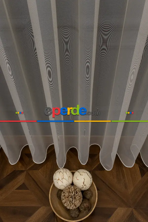 Arzenen Marka Doğal Yansımalarıyla Şık Görünümlü Kendinden Parlak, Renkli Tül Perde- Açık Bej - Kurşunlu Tül