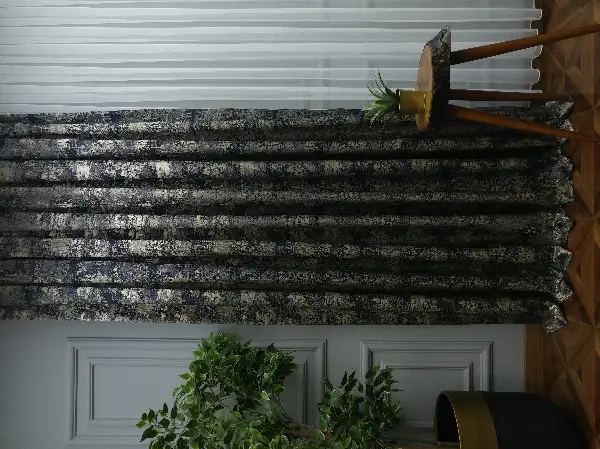 Patine Desenli Lacivert Jakar Fon Perde (180)- Lacivert