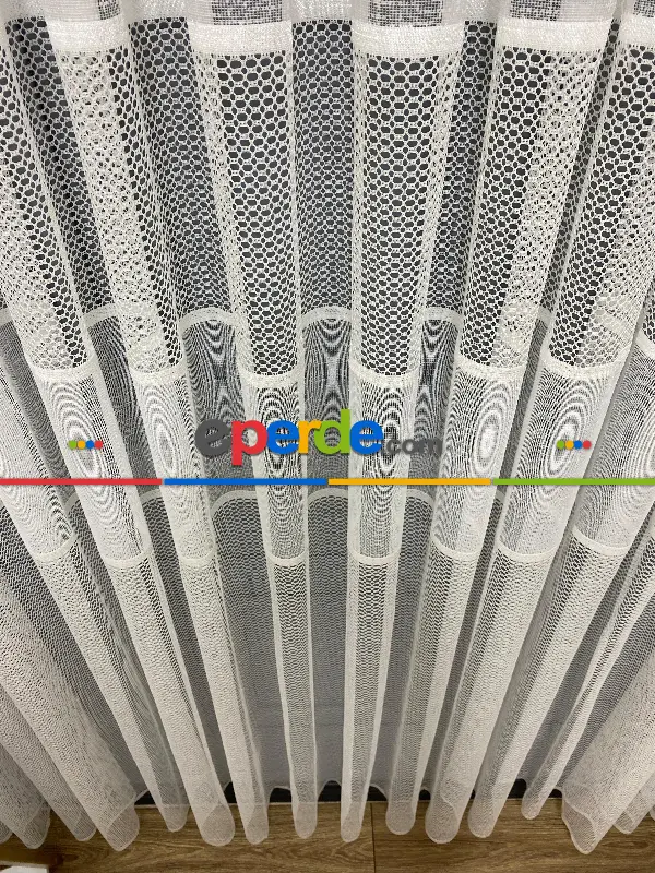 Salon - Milano Beyaz Ara Bantlı Yeni Tasarım Tül Perde