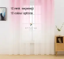 Pembe Üstden Renk Geçişli Tül Perde