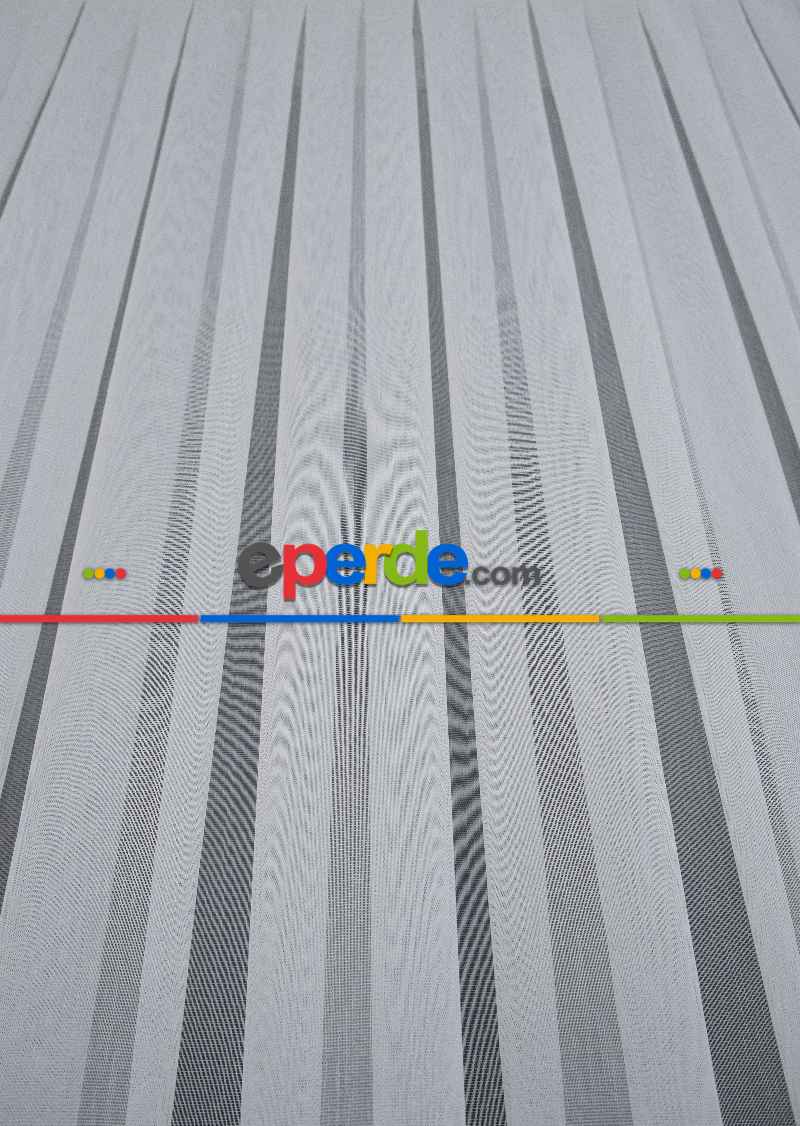 Mutfak Tül - Modern Bantlı Krem Tül - Yüksek Kalite Tül - Enine Çizgili