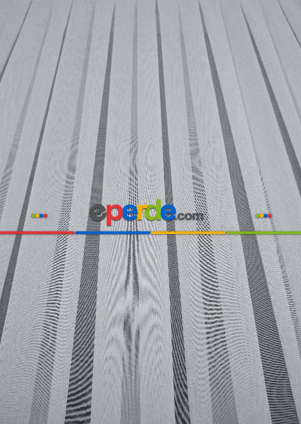 Mutfak Tül - Modern Bantlı Krem Tül - Yüksek Kalite Tül - Enine Çizgili