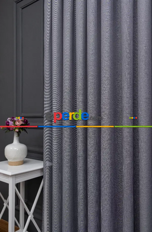 Yatak Odası - Antrasit Renkli Kedi Tırmalamalarına Dayanaklı Tül Perde