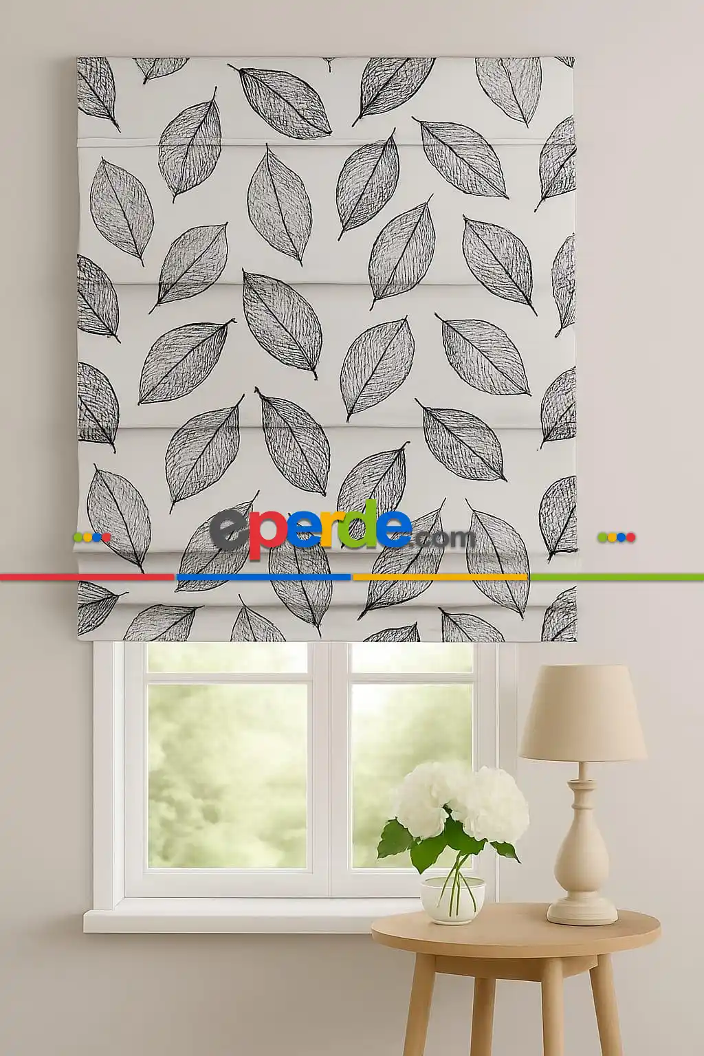 Mutfak - Yaprak Desenli Ütü İstemez Vintage Katlamalı Modern Mutfak Çocuk Odası Perdesi