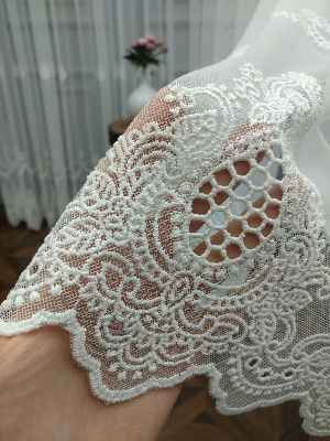 Tül Perde Geniş Etek Grek- Ekru