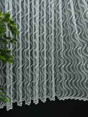 Mutfak Tülü Perdesi İşlemeli Güpürlü- Ekru