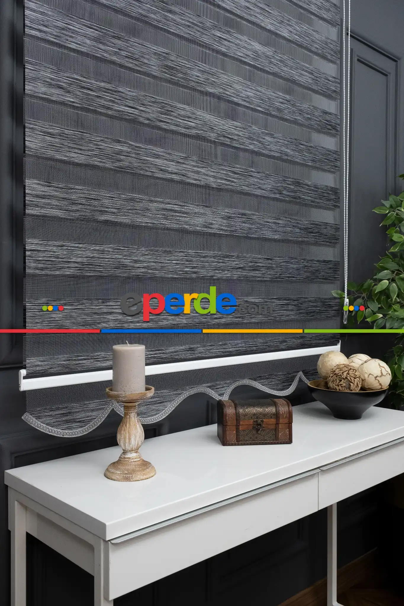 Koyu Gri Antirasit Bambu Zebra Perde 120x200