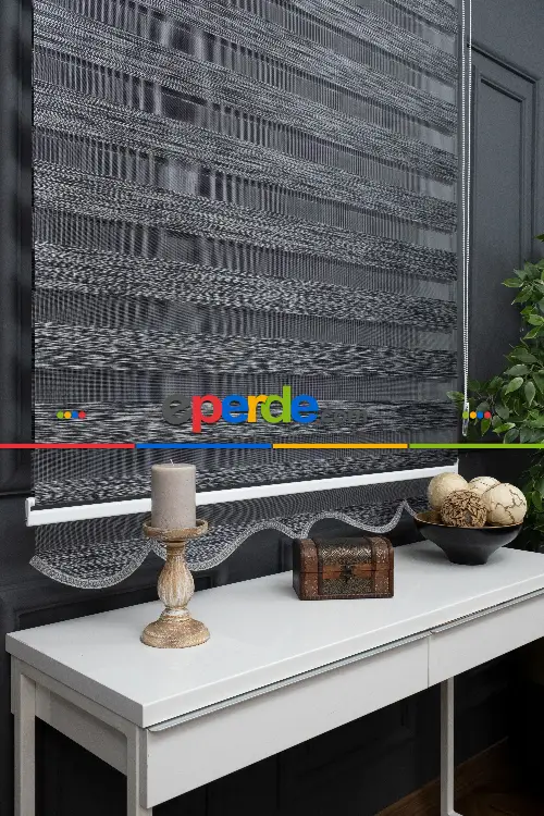 Koyu Gri Antirasit Bambu Zebra Perde 120x200