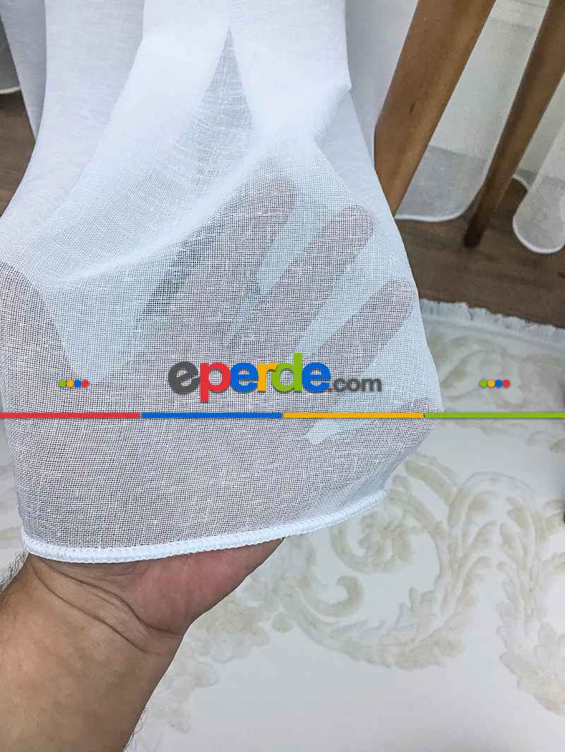 Salon Tül Perde - Lüx Tül Perde Ve Kruvaze Perde Saf Keten Doku Beyaza Yakın- Ekru