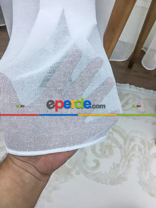 Bebek Odası Tül Perde - Lüx Tül Perde Ve Kruvaze Perde Saf Keten Doku Beyaza Yakın- Ekru
