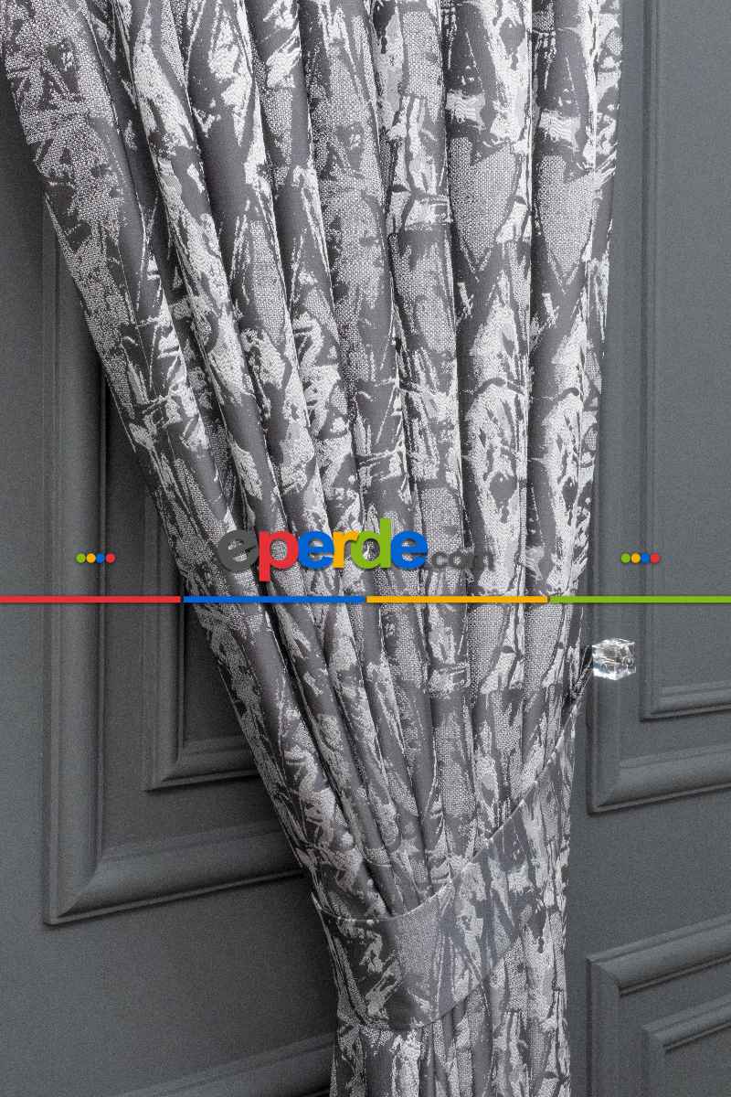 Jakar Dokuma Fon Perde Antrasit Gri