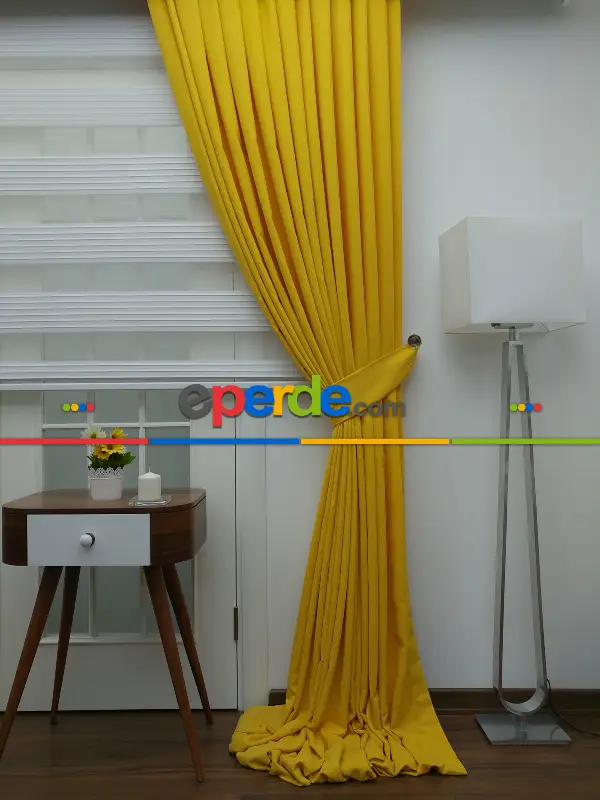 Sarı - Düz Fon Perde ( Dökümlü Fon)- Sarı