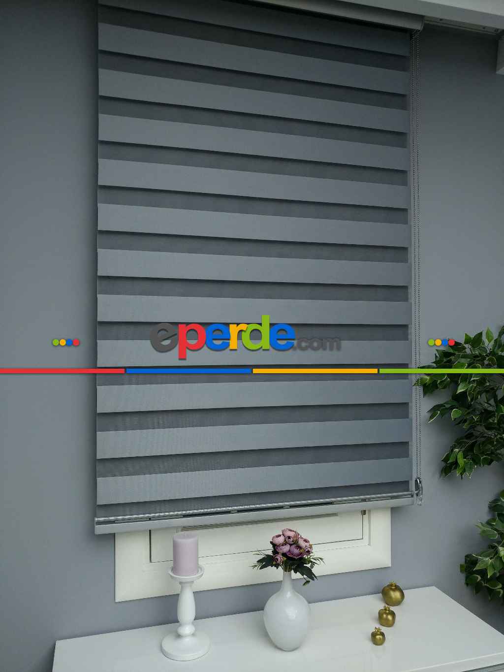 Antrasit Zebra Perde - Düz Zebra Perde