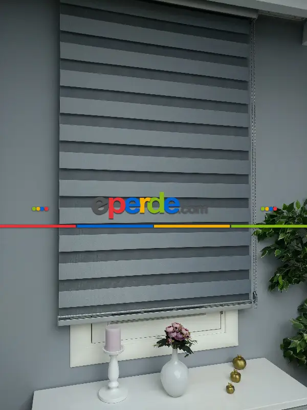 Antrasit Zebra Perde - Düz Zebra Perde