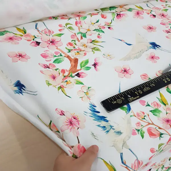 Mutfak Perdesi Kanat Fon Perde Çiçek Desenli- Beyaz