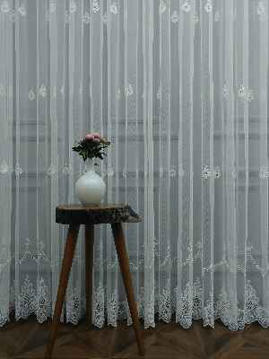 Tül Perde Geniş Etek Grek- Ekru