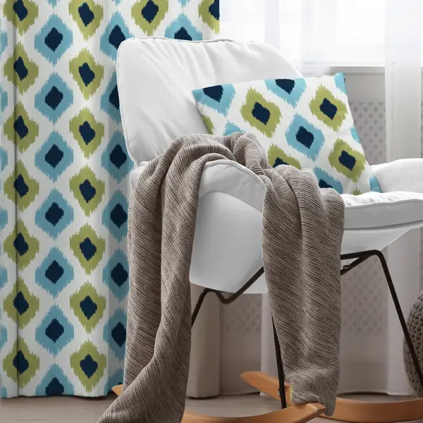 Genç Odası - Damla Fon Perde Evim1503-4 Kumaşı Kalındır Duck Bezi Değildir- Mavi-beyaz