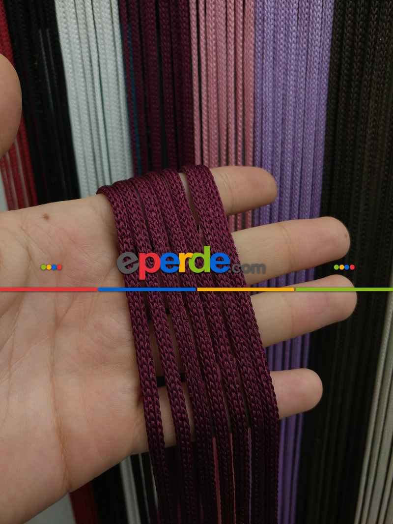 Bordo Jumbo Zincir Serisi İp Perde- Bordo