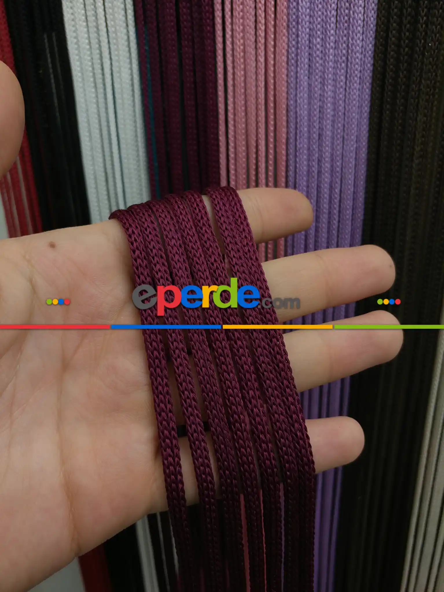 Bordo Jumbo Zincir Serisi İp Perde- Bordo