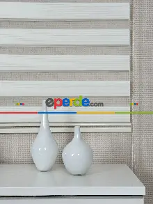 Hazır Ölçülü Krem Pliseli Dar Zebra Perde, Standart Metal Kasalı, Yüksek Kalite Kornişe Kolay Montaj Seçenekli 120cm X 135cm 