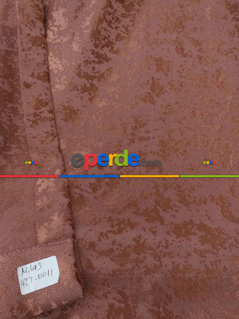 Bakır Duz Jakar Fon Perde (180)- Kiremit Rengi