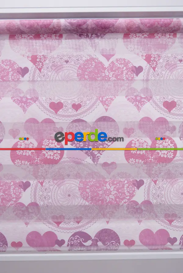 Kalpli Desen Zebra Perde- Pembe Koyu