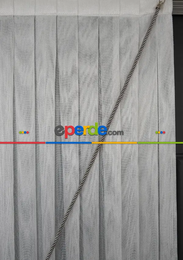 Yalancı Kruvaze - Tülden Fon - Halat İle Yana Toplamalı Tül - Kordon Toplama Tül - Çift Veya Tek Kanat - Püskül Ve Kordon Bağı İlave Ücretlidir - Kurşunlu Tül