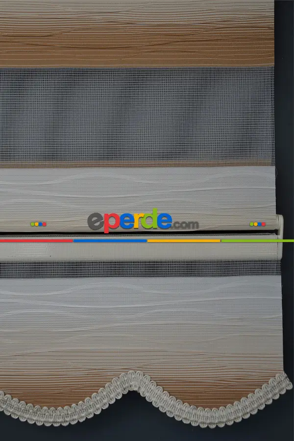 Halim Perdesan Mf-02 Beyaz & Kahverengi Renk Etekli Veya Eteksiz Zebra Stor Perde