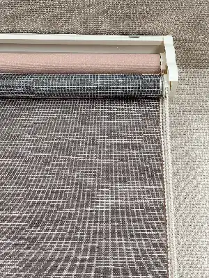Yavruağzı Kahverengi Çiftli Sistem Tül Stor Perde, Standart Metal Kasalı Yüksek Kalite Kornişe Kolay Montaj Seçenekli
