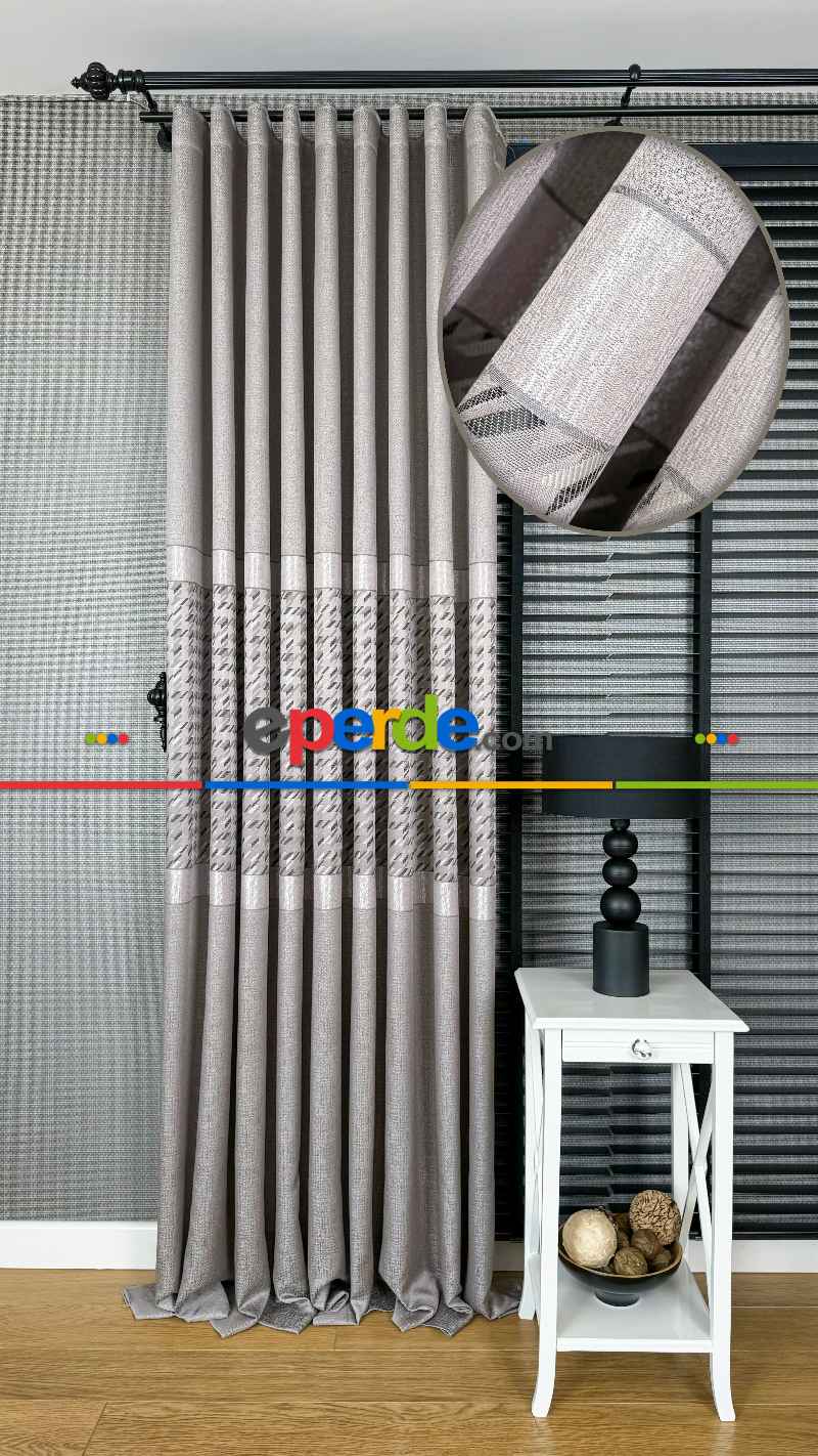 Gül Kurusu Fon Perde, Parlak Zemin, Kazayağı Desenli, Jakar Dokuma