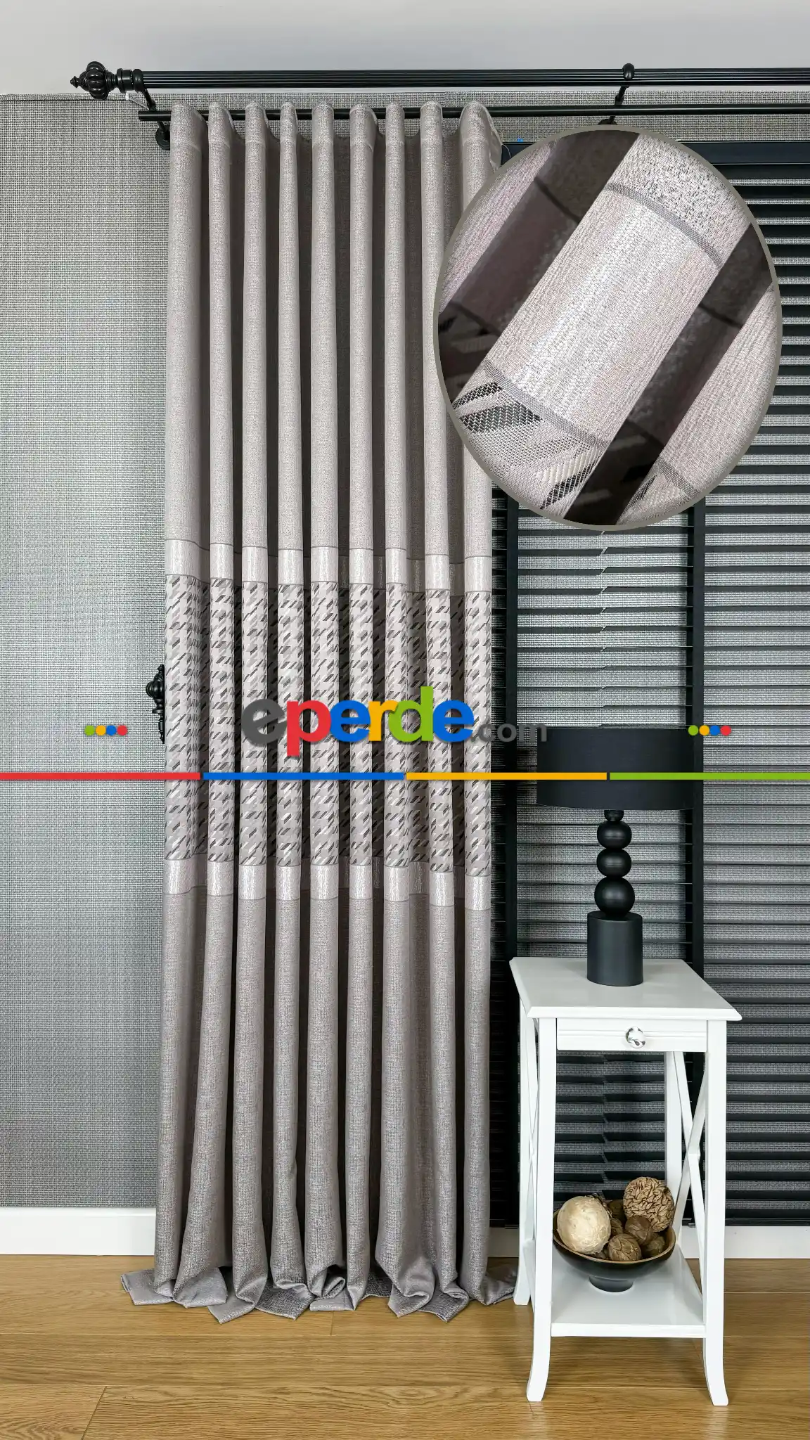 Gül Kurusu Fon Perde, Parlak Zemin, Kazayağı Desenli, Jakar Dokuma