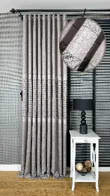 Gül Kurusu Fon Perde, Parlak Zemin, Kazayağı Desenli, Jakar Dokuma