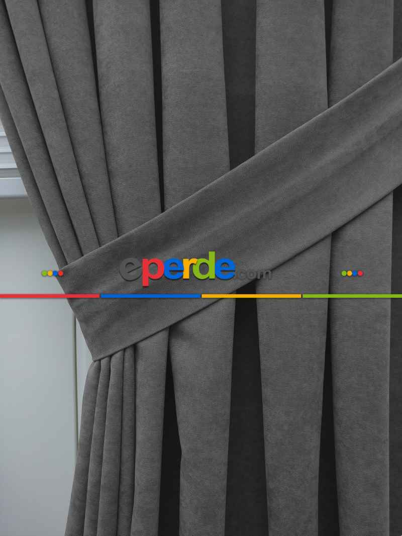 Kız ve Erkek Çocuk Odası Fon Perde - Gri Düz Fon Perde 842